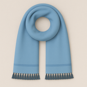 Estola Rectangular Larga Beige de Primera Calidad, 100% Lana y Rayón, con Bordado de Lunares, Ligera, de Secado Rápido, Transpirable y Reversible - Product Image 1