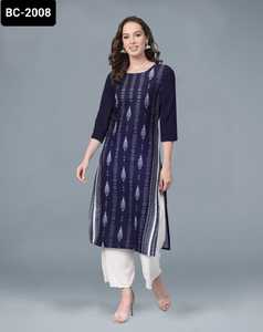 อินเดียแบบดั้งเดิมสวมใส่พร้อมที่จะสวมใส่เสื้อเครพเคอร์ทิสพิมพ์ดิจิตอลแบบลำลองและสวมใส่ทุกวันคอลเลกชัน Kurtis ง่าย - Product Image 4