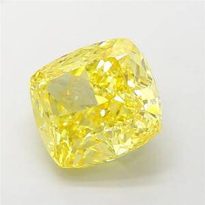Elegante joyería fina con un brillante diamante amarillo intenso cultivado en laboratorio, corte cojín, certificado, tipo CVD, con brillo radiante. - Product Image 3