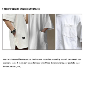 Custom <b>White</b> Oversized Cropped Heavy Weight Cropped Cotton <b>T</b>-<b>Shirt</b> 300 Gsm Double Pocket <b>T</b>-<b>shirt</b> for <b>men</b> DDP Shipping - Product Image 4