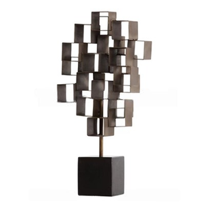 Base de mármol de Metal de hierro Forma única Esculturas modernas con acabado marrón de La India Estilo elegante Decoración del hogar - Product Image 1