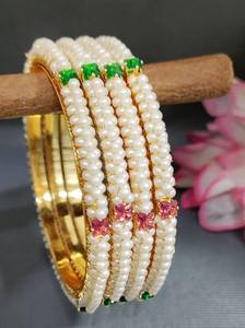 TwiniGolden <b>Pearl</b> Bangle SKU 6286 with Imitation <b>Pearl</b> and Round Shape <b>for</b> <b>Women</b> Party Occasion - Product Image 3