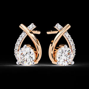 Bijoux fins minimalistes mode Moissanite diamant 14k or massif tourbillon style boucles d'oreilles pour anniversaire - Product Image 3
