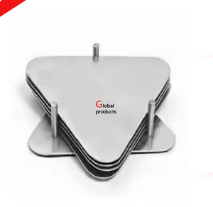 beautiful look <b>silver</b> finished metal stainless steel designer <b>coaster</b> for home hotel restaurant - Product Image 4