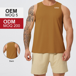 Camiseta sin mangas informal con cuello redondo para hombre, ropa de gimnasio de punto transpirable para Fitness, deportes, Color liso Apperel - Product Image 4