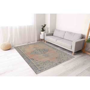 Muted Medallion <b>Rug</b>: Antique Turkish Style, Non-Slip Carpet,<b>Chenille</b> <b>Rug</b> - Product Image 2