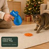 Jouet lanceur de soucoupes volantes pour chat en gros, jeu interactif de lance-disques en plastique, ensemble d'exercice coloré pour animaux de compagnie d'intérieur, OEM ODM