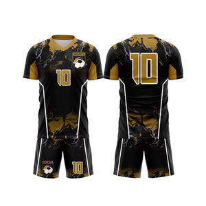 Último diseño personalizado sublimado impreso uniforme de fútbol con secado rápido sin costuras transpirable 100% tela de poliéster uniformes de fútbol - Product Image 1