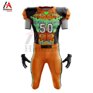 Personalizado sublimado 180GSM poliéster fútbol americano Jersey naranja negro diseño transpirable ropa deportiva - Product Image 2