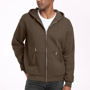 Sweats à capuche vierges pour homme Logo personnalisé impression haute qualité sweats unis basiques coton mélangé polaire épais fermeture éclair hommes sweats à capuche - Product Image 6