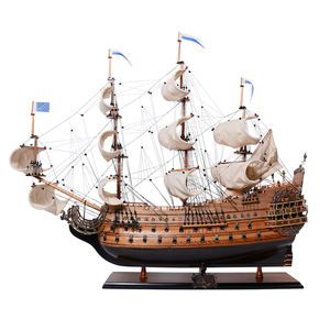 Modelo de barco real, velas torcidas, hecho a mano, madera pintada, decoración de pared para el hogar, letrero OMH T072C, tema deportivo - Product Image 1