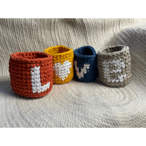 Lot de 4 paniers de rangement multicolores en fil de t-shirt, organisateur tissé doux pour le salon et la décoration intérieure, 5,5x5,5 pouces - Product Image 4