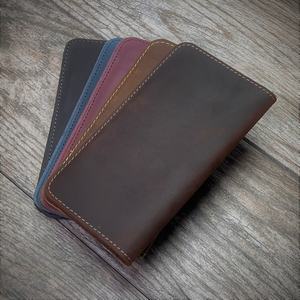 Personalized Checkbook Cover Leather Wallet and Holder Case Custom <b>Tan</b> or <b>Brown</b> Bridle Leather LCR-0012 - Product Image 2