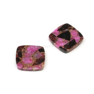 12mm Coussin Plat Forme Kingman Turquoise Naturel Rose Noir Cuivre Quartz Fabrication de Bijoux Calibré Pierres Précieuses Lâches pour Artistes - Product Image 3