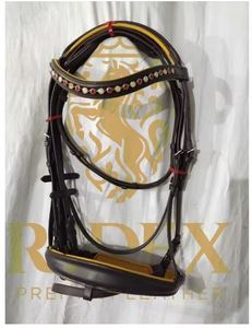 Brida de doma ligera de cuero de alta calidad, acolchada suave para banda de cejas de caballo y cristal con Riendas de tela... - Product Image 3