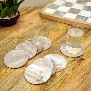 Posavasos de mármol de piedra extravagante Juego de 4 con soporte de mármol Hecho a mano Embutido de mármol Acacia Cubierta de bebida posavasos - Product Image 4