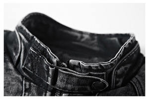 Men's Stretchy Ripped Skinny Biker <b>Jeans</b> Destroyed Slim Fit Denim Pants Elastic Waist Harem <b>Jogger</b> Clothes Stand Collar Canvas - Product Image 4