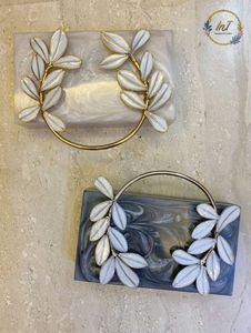 Uniquely Handmade <b>Baby</b> Gold Resin Clutch Purse Flower Decoration Pattern Collection Box Clutch <b>Bag</b> for Craft Use - Product Image 6