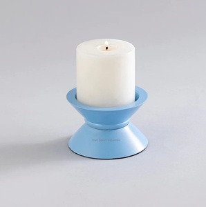 Portavelas de metal caro con acabado azul cielo para decoración de iluminación navideña y del hogar portavelas de mesa - Product Image 6