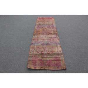 Tapis Herki 2,7 x 9,1 pieds, tapis turc vintage, tapis rayé rouge brun - Product Image 1