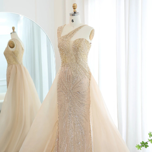 Vestido de Noche Largo de Gala con Lentejuelas Bordadas y Cuentas, Espalda Descubierta, Estilo Línea A, Sin Mangas, con Encaje, para Mujer - Product Image 6