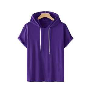 Men's Solid Hooded Half Zip <b>Gym</b> <b>Hoodie</b> with 3D Embroidery Quick Dry Slim Fit Sleeveless Design - Product Image 1