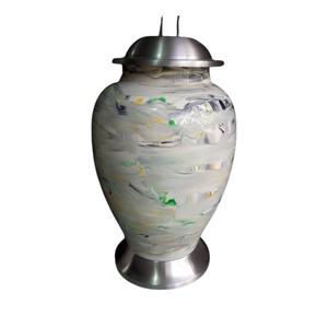 Contemporary Minimalist Teal Green Metal Cremation Urn Adult Ashes Memorial Speckled Metal Funeral Urn for Human Remains. - Product Image 6