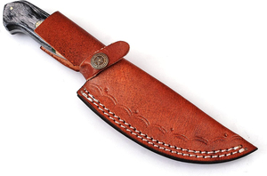 Cuchillo Personalizable DIY de Damasco con Funda de Cuero, Mango de Madera, Hoja Fija Hecha a Mano para Caza al Aire Libre, Tamaño Personalizado - Product Image 6