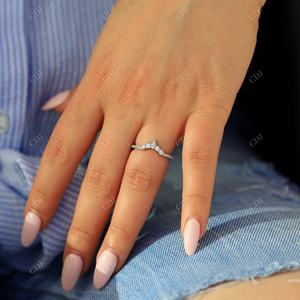 Bague de mariage en Moissanite certifiée GRA, forme ronde et moderne, demi-éternité, bague en or massif - Product Image 3