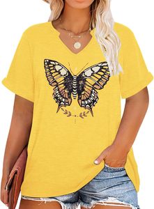 T-shirt décontracté pour femmes grandes tailles, col en V, manches courtes, fibre lisse, coupe classique, extensible facilement, séchage rapide, respirant, écologique, quotidien - Product Image 2