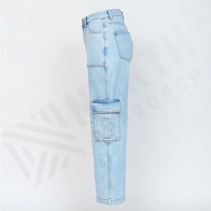Casual Wear <b>Women</b> Straight High Waist Denim <b>Jeans</b> Breathable Solid <b>Stretch</b> Fit Premium Trendy Fashion Ladies Pants Trousers - Product Image 3