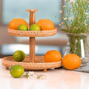 Présentoirs pour desserts en rotin naturel tressé à la main support en osier pour gâteaux et cupcakes d'usine - Product Image 2