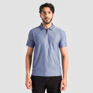 Polo 100% Polyester à texture DOT (JK Bleu) respirant, coupe courte, taille XL, avec logo brodé, couleur foncée, technique, tricoté uni - Product Image 1