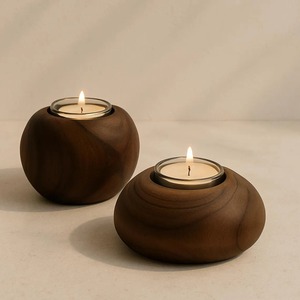 Porte-bougie chauffe-plat en noyer fait main de qualité supérieure, décoration minimaliste scandinave, disponible à prix réduit en provenance d'Inde - Product Image 4