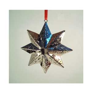 Silver Metal <b>Hanging</b> <b>Star</b> Ornaments Engraved Design Border For Christmas Home Decorative <b>Hanging</b> Ornaments - Product Image 2