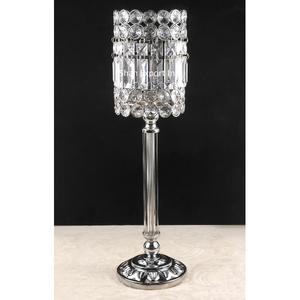 Centro de mesa de boda con cuentas de cristal de alta calidad, pedestal plateado, de Metal Base, soporte de vela hecho a mano - Product Image 5