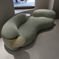 Canapé en tissu bouclé blanc de luxe, canapé sectionnel en forme de S créatif avec table basse intégrée, meubles de salon modernes