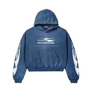 เสื้อมีฮู้ดซักได้ทั้งชายและหญิง, ผ้าฝ้ายเทอร์รี่100% แนวสตรีทแวร์ขายดีที่สุด - Product Image 1