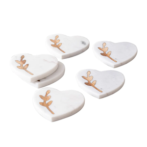 ที่รองแก้วทองเหลืองหินอ่อนธรรมชาติสีทองทำด้วยมือสุดหรูสำหรับทองเหลืองรูปหัวใจดีไซน์หรูหรา - Product Image 6