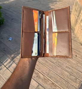 กระเป๋าสตางค์หนังแท้แบบ unisex ป้องกัน RFID ช่องใส่บัตรหลายช่อง 2 ชั้น แบบเปิด-ปิด ยาว 7 นิ้ว ดีไซน์ทันสมัย - Product Image 3