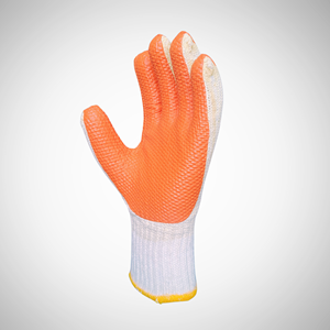 Gants de sécurité en coton avec paume en caoutchouc orange antidérapante, texture micro-diamantée en relief, poignet tricoté, usage général - Product Image 2