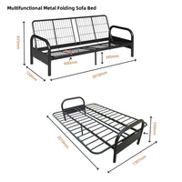 Sofá Cama Individual Económico de Acero con Brazos, Mueble de Dormitorio, Cama Futón Plegable Portátil de Metal para Sala de Estar