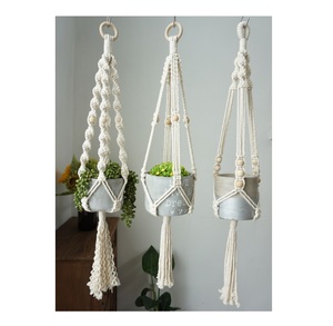 Jardinière en corde macramé simple pour une décoration intérieure minimaliste, améliorant l'arrangement des plantes d'intérieur propre et calme - Product Image 4