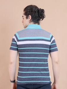 Haute qualité pour rayure bleu ciel pour col polo demi-manches 100% coton T-Shirt à la mode confortable tenue décontracté pour chaque occasion - Product Image 5