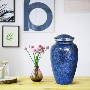 Urna de aluminio azul mármol para adultos para cenizas humanas urnas de cremación para urnas decorativas funerarias - Product Image 2