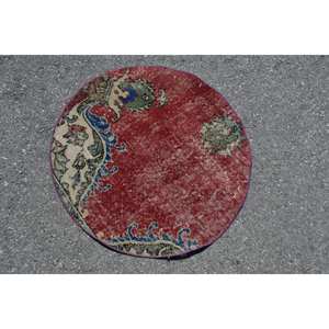 Tapis Vintage Rouge Beige 2,5x2,3 pieds Tapis Turcs - Product Image 3