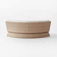 Indoor Outdoor Rattan Schnitts ofa mit Kissen Gebogenes modulares Design für Terrassen-oder Gartenmöbel