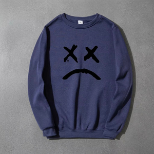 Sweat-shirt blanc à col rond pour homme avec imprimé numérique X Eyes et visage bouclé, coupe classique, pull décontracté, streetwear d'hiver - Product Image 3