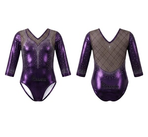 ชุดลีโอตาร์ดหนัง PU เงาสูงสำหรับยิมนาสติก ชุดฝึกซ้อมสำหรับการแข่งขัน ประดับด้วยคริสตัล เหมาะสำหรับการแสดงเต้นรำ สำหรับเด็กหญิงและผู้หญิง สำหรับการสั่งซื้อจำนวนมาก - Product Image 5