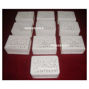 Merveilleuses boîtes à bijoux en marbre blanc de sculpture à la main pour une finition fine et une utilisation polie lisse pour une boîte décorative et cadeau - Product Image 1